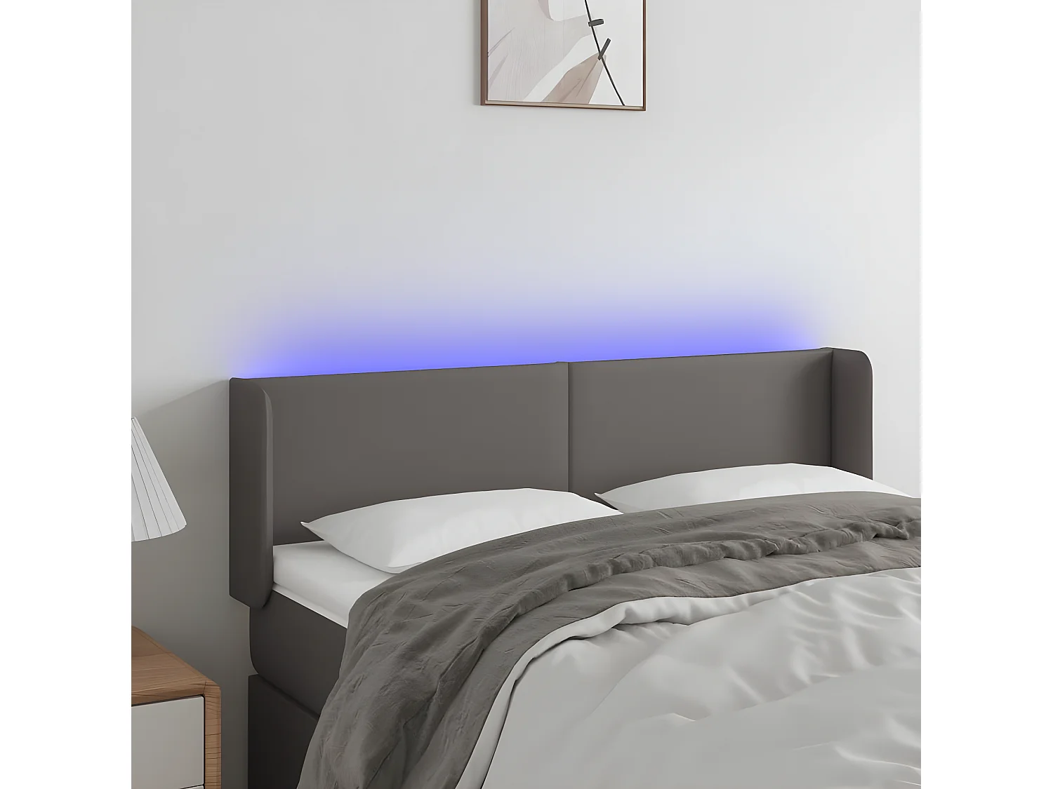 Tête de lit à LED Gris 147x16x78/88 cm Similicuir POI98610 BonneVie Meuble