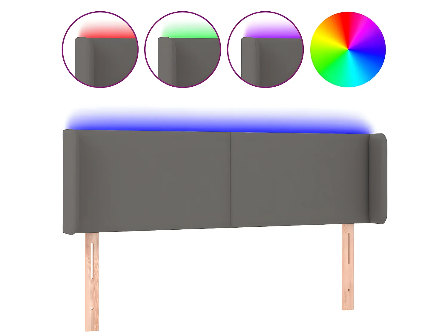 Testiera a LED Grigio 147x16x78/88 cm in Similpelle CFW499266