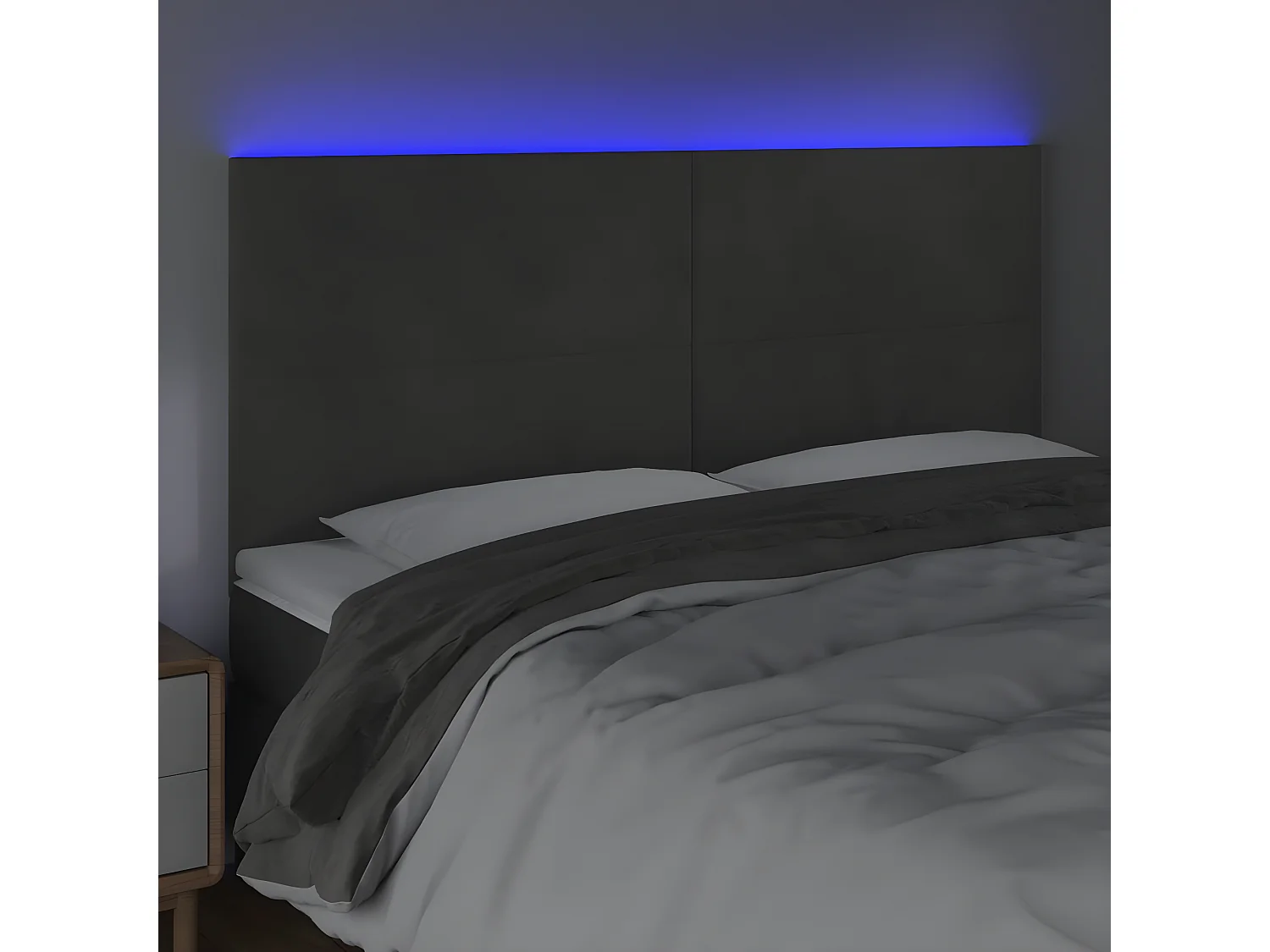 Tête de lit à LED Gris foncé 180x5x118/128 cm Velours POI12883 BonneVie Meuble