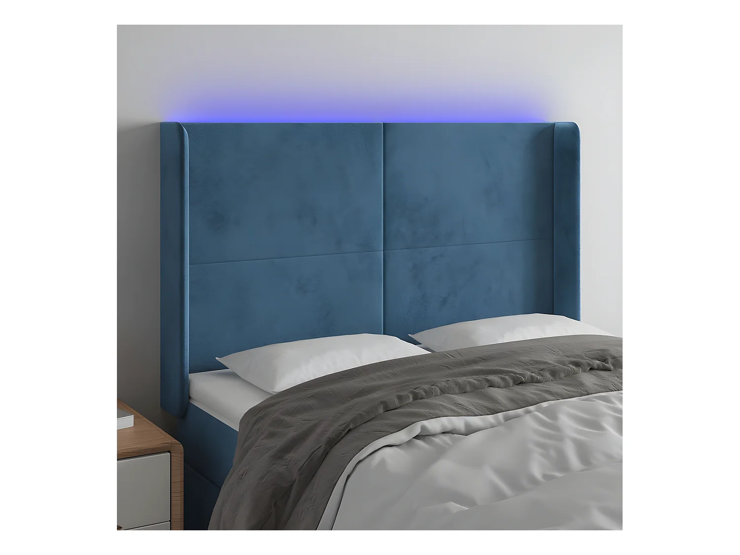 LED Kopfteil,Bettkopfteil Dunkelblau 147x16x118/128 cm Samt -gkd815308