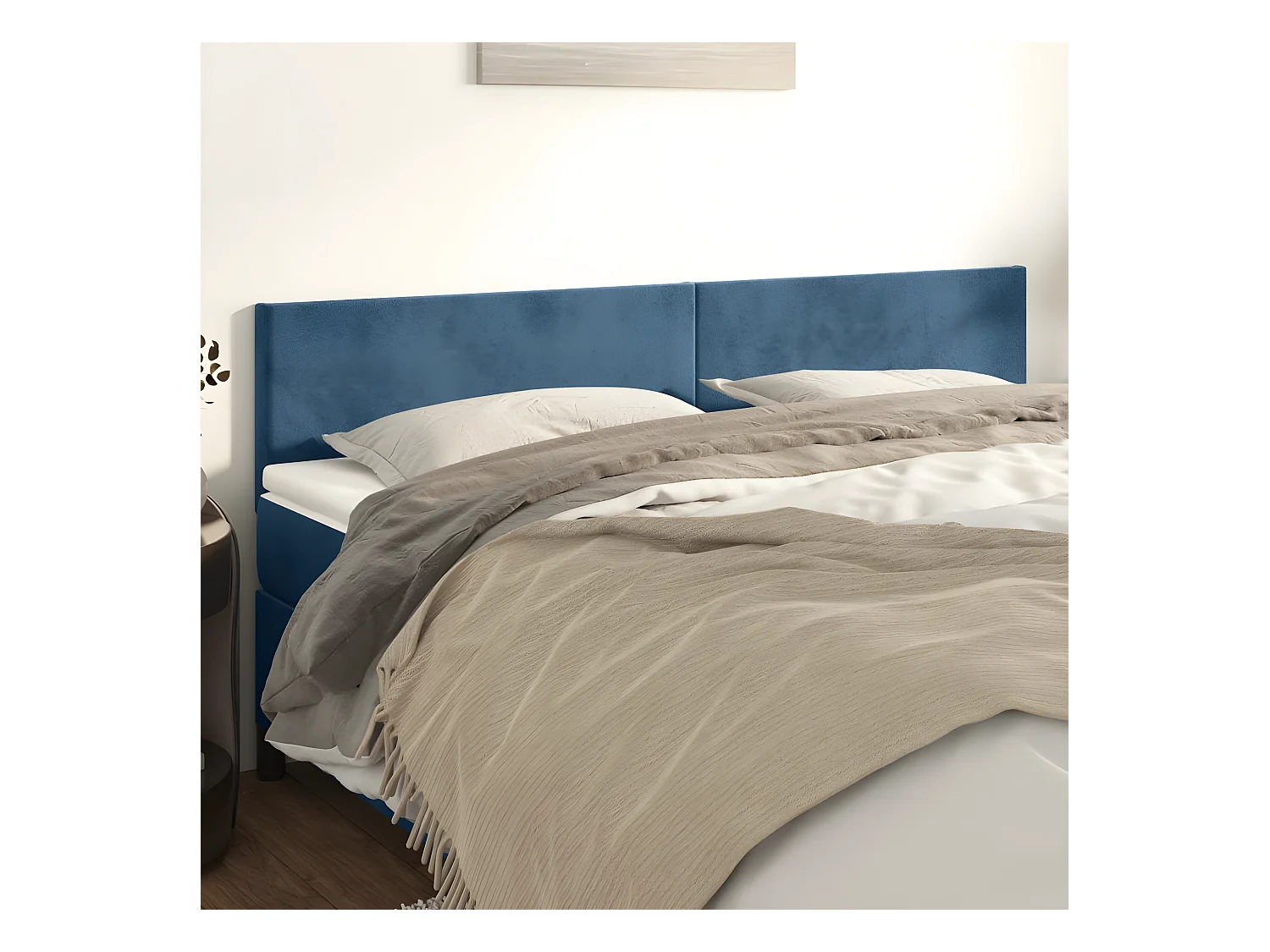 Têtes de lit 2 pcs Bleu foncé 80x5x78/88 cm Velours POI44311 BonneVie Meuble