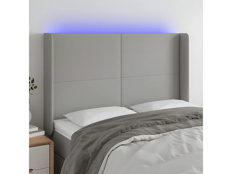 Tête de lit à LED Gris clair 147x16x118/128 cm Tissu POI35322 BonneVie Meuble