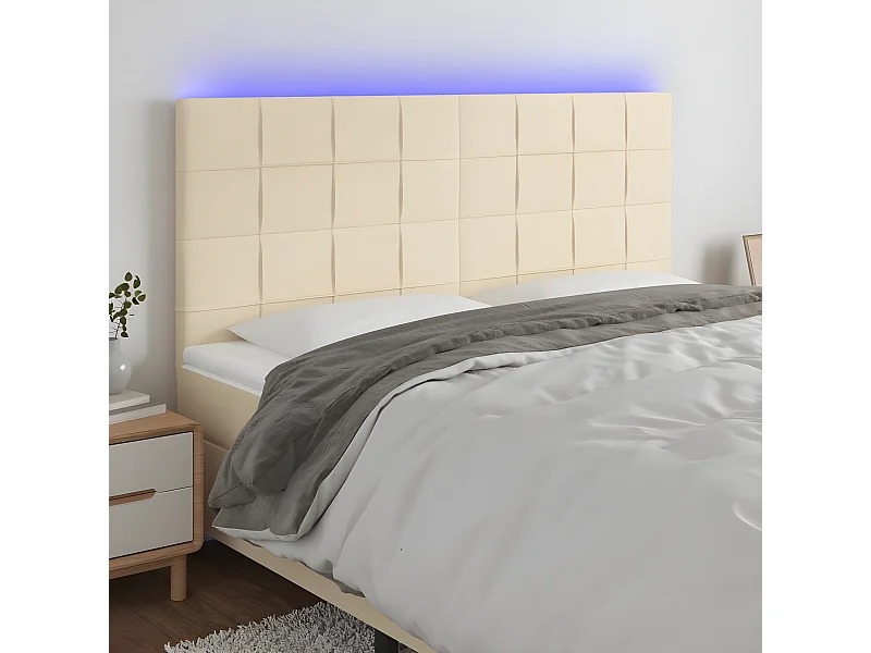 Tête de lit à LED Crème 180x5x118,128 cm Tissu PEWV71227 BonneVie Meuble