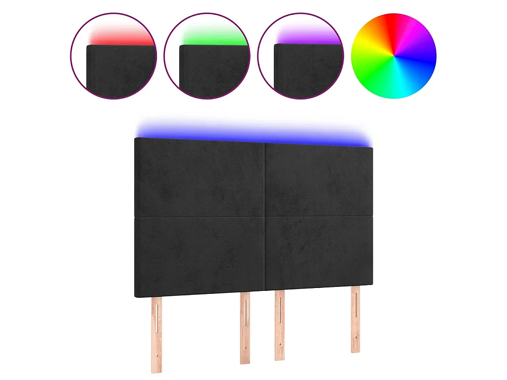 LED Kopfteil,Bettkopfteil Schwarz 144x5x118/128 cm Samt -gkd272480