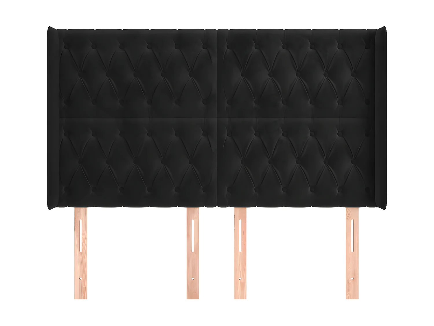 Kopfteil,Bettkopfteil mit Ohren Schwarz 147x16x118/128 cm Samt -gkd908099