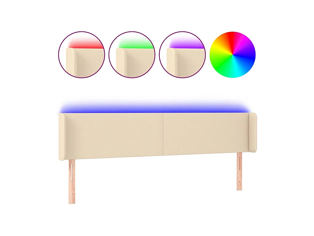 LED Kopfteil,Bettkopfteil Creme 183x16x78/88 cm Stoff -gkd680725