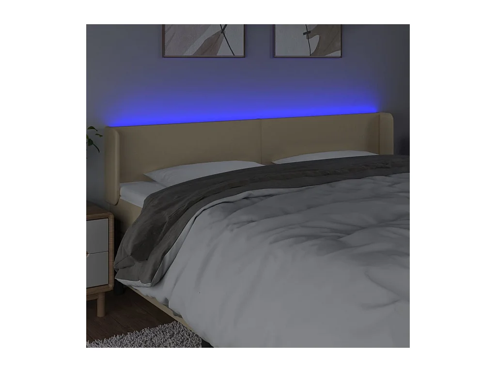 LED Kopfteil,Bettkopfteil Creme 183x16x78/88 cm Stoff -gkd680725