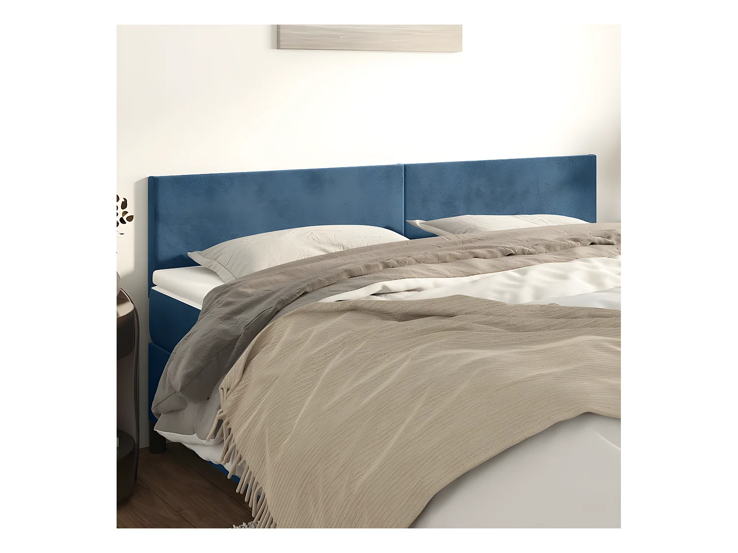 2 pcs Têtes de lit Bleu foncé 90x5x78/88 cm Velours POI22863 BonneVie Meuble