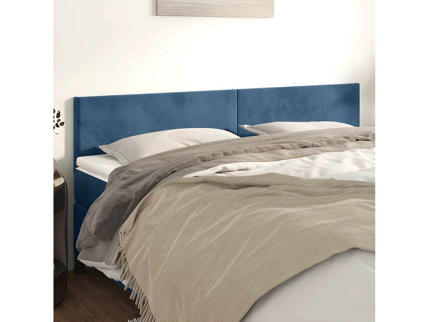 2 pcs Têtes de lit Bleu foncé 90x5x78/88 cm Velours POI22863 BonneVie Meuble
