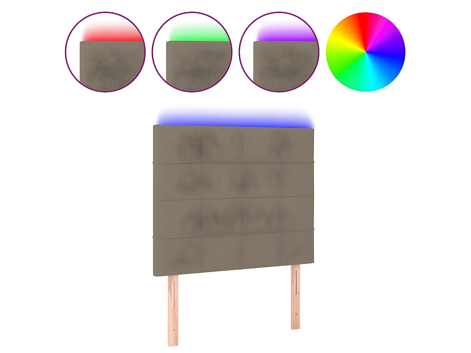 Tête de lit à LED Taupe 100x5x118,128 cm Tissu PEWV64179 BonneVie Meuble