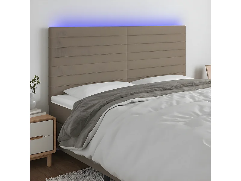 Tête de lit à LED Taupe 180x5x118/128 cm Tissu POI96088 BonneVie Meuble