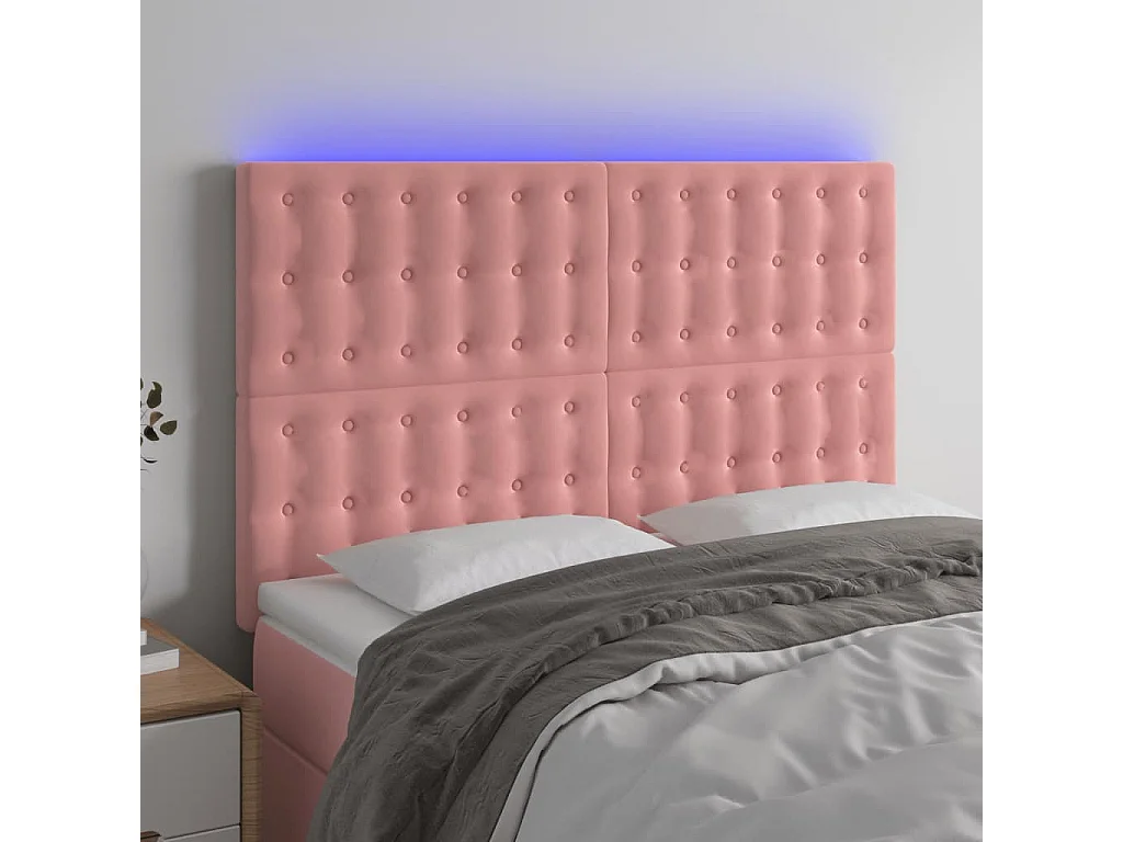Tête de lit à LED Rose 144x5x118,128 cm Velours LKC19877 BonneVie Meuble