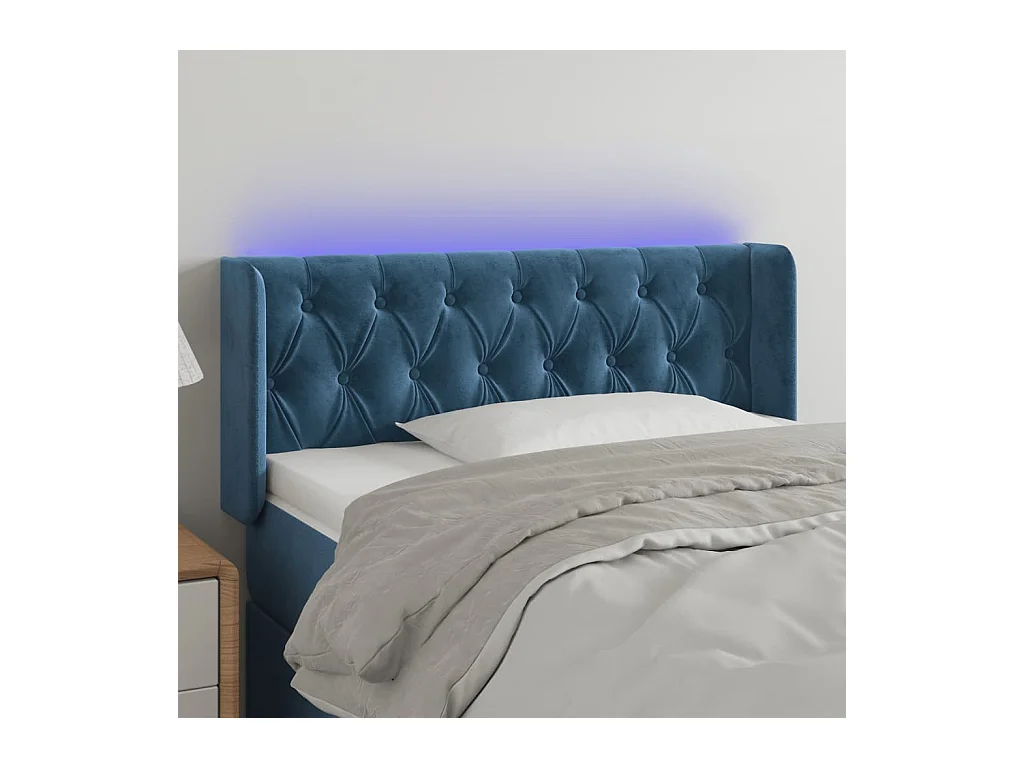 Tête de lit à LED Bleu foncé 103x16x78/88 cm Velours POI11815 BonneVie Meuble