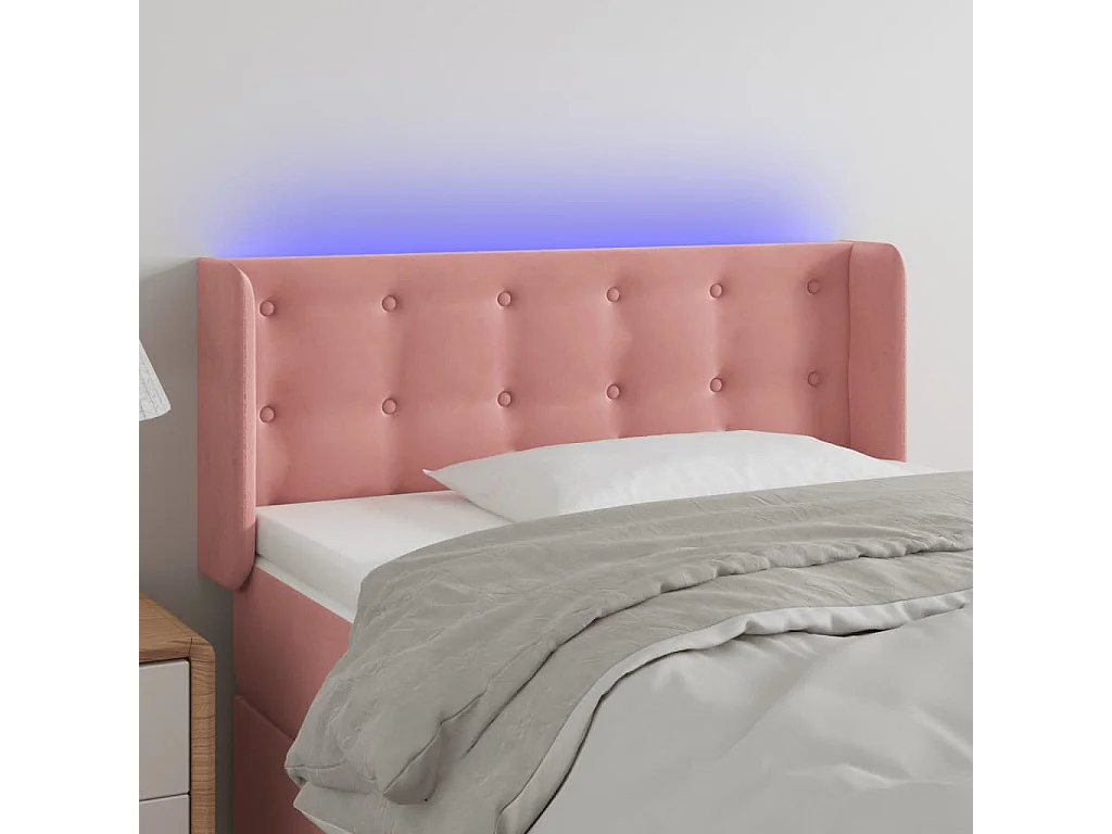Tête de lit à LED Rose 93x16x78/88 cm Velours POI14540 BonneVie Meuble