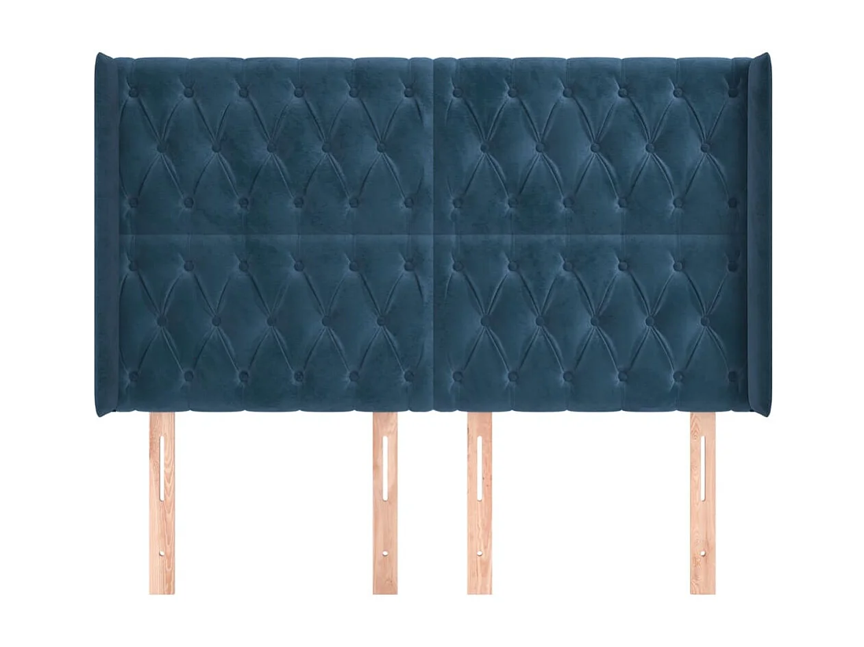 Kopfteil,Bettkopfteil mit Ohren Dunkelblau 147x16x118/128 cm Samt -gkd21187