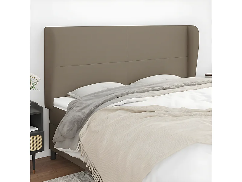 Tête de lit avec oreilles Taupe 183x23x118/128 cm Tissu POI97829 BonneVie Meuble