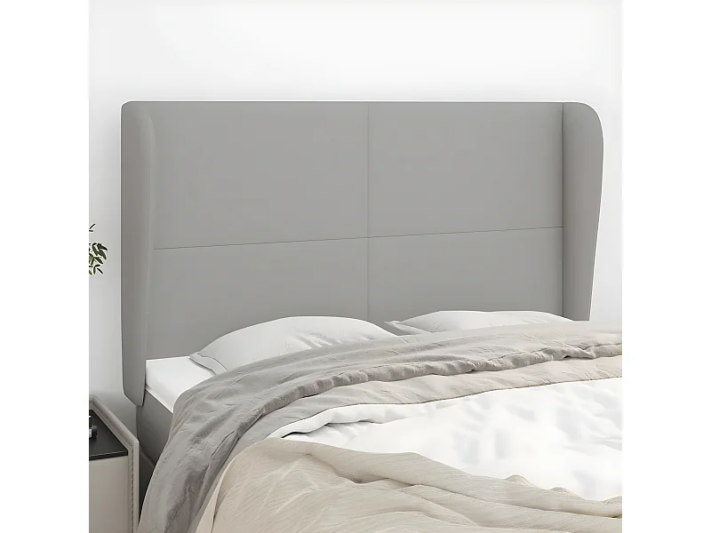 Cabeceira de cama c/ abas tecido 147x23x118/128cm cinza-claro PT623155