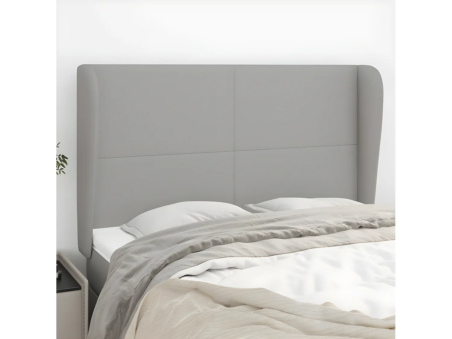 Tête de lit avec oreilles Gris clair 147x23x118/128 cm Tissu POI66495 BonneVie Meuble