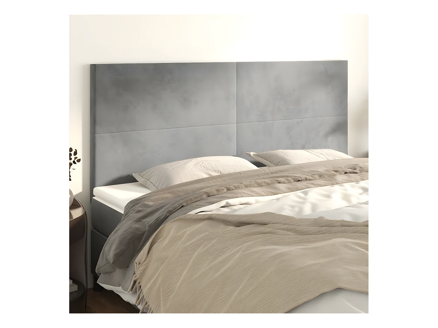 4 Pz Testiere Grigio Chiaro 90x5x78/88 cm in Velluto CFW930692