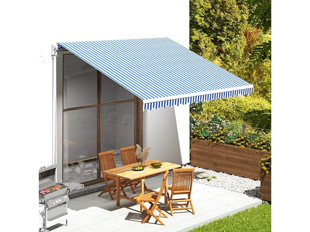 Tissu de remplacement pour auvent Bleu et blanc 4x3,5 m WVGQ1102