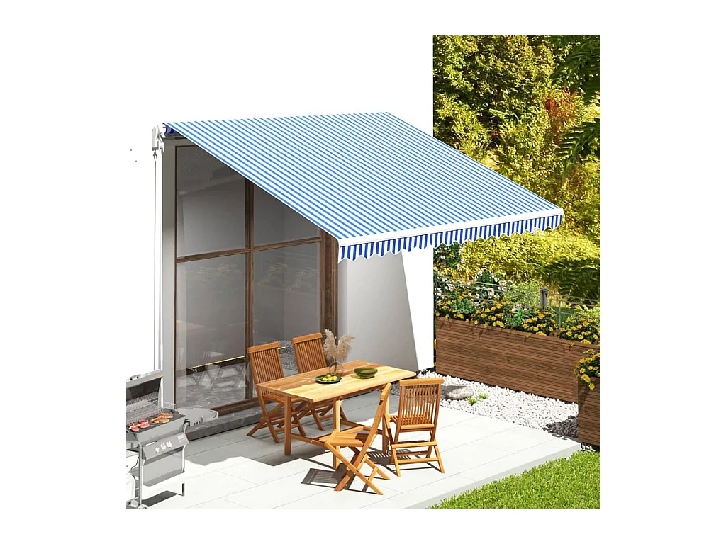 Tissu de remplacement pour auvent Bleu et blanc 4x3,5 m WVGQ1102