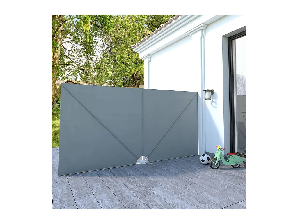 Auvent latéral pliable de terrasse Gris 400 x 200 cm WVGQ3926