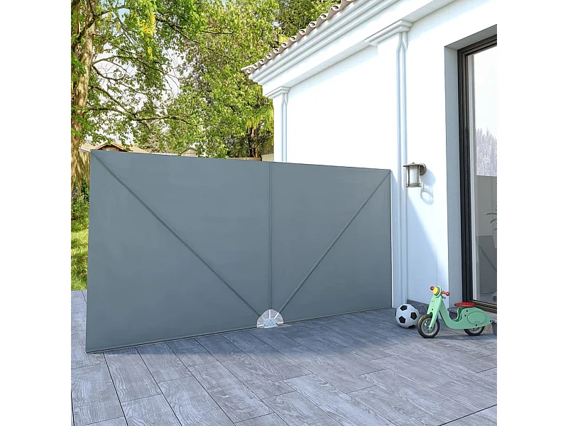 Auvent latéral pliable de terrasse Gris 400 x 200 cm WVGQ3926