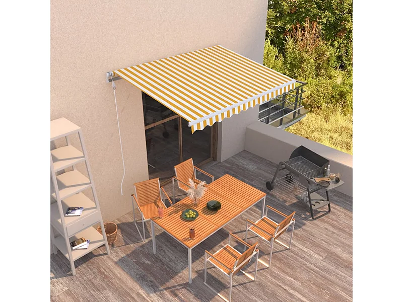 Auvent manuel rétractable 350x250 cm Jaune et blanc WVGQ5722