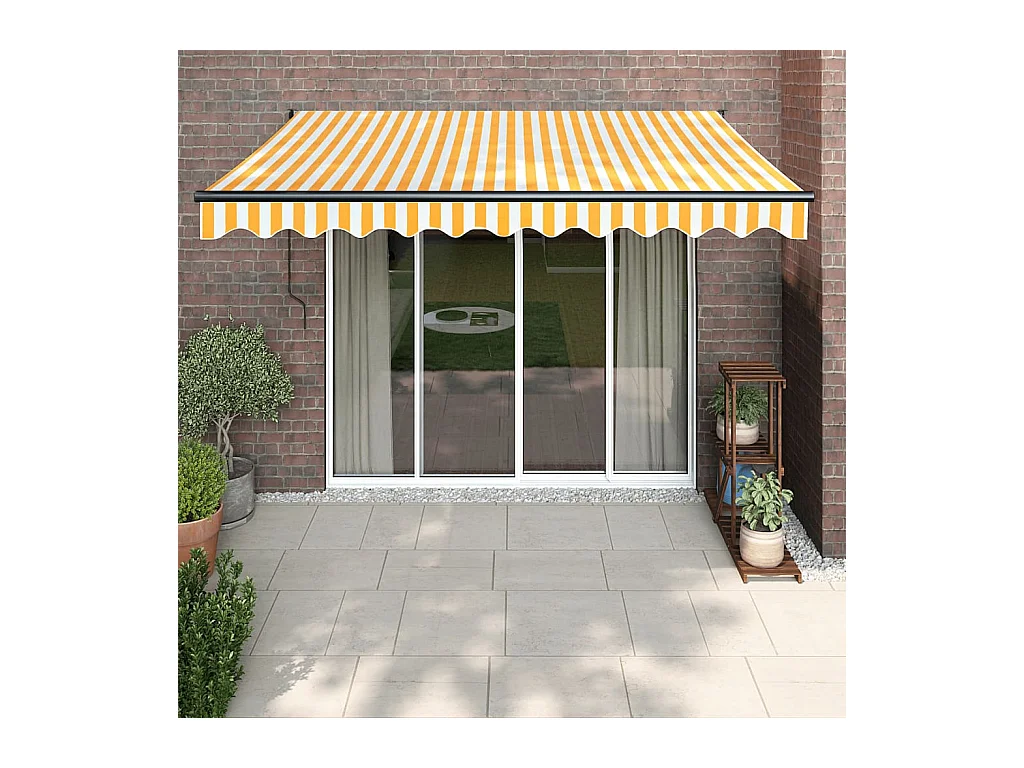 Auvent rétractable automatique jaune et blanc 3x2,5 m WVGQ8980