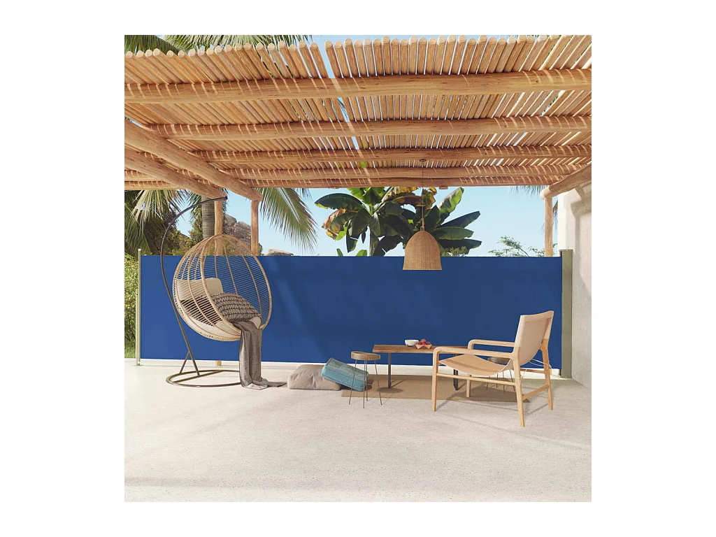 Auvent latéral rétractable de patio 140x600 cm Bleu WVGQ5446