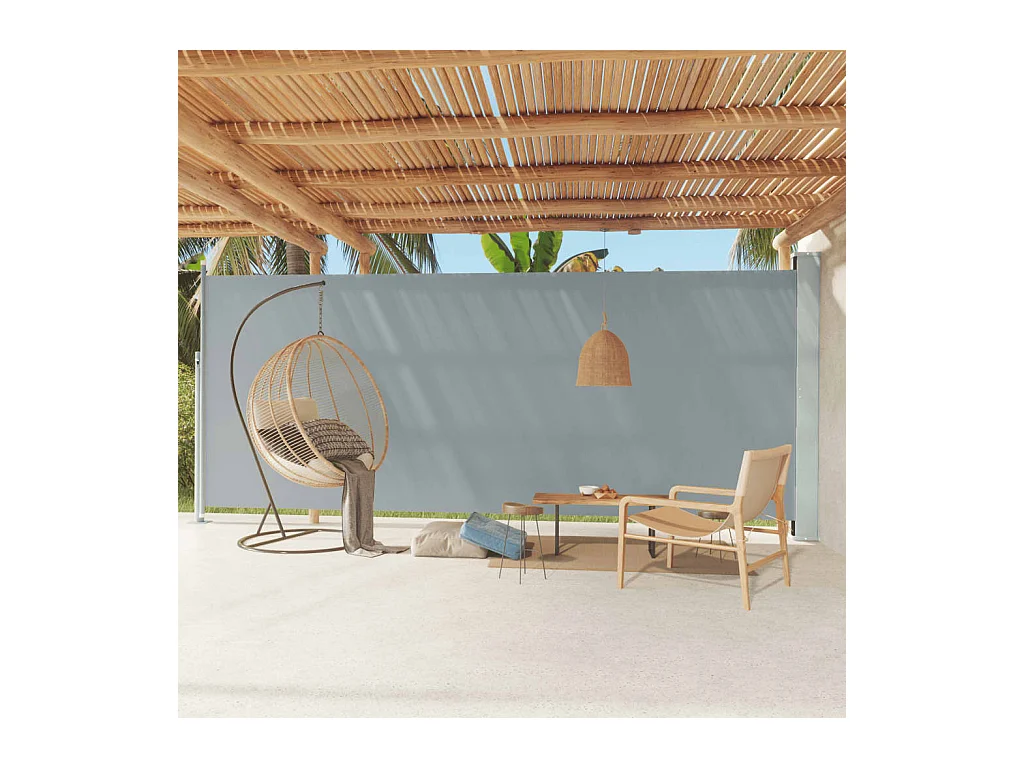 Auvent latéral rétractable de patio 220x600 cm Gris WVGQ9243