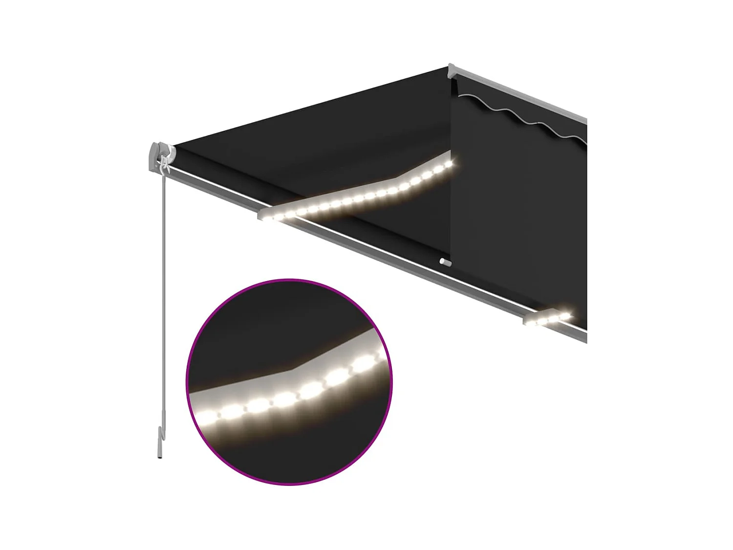 Auvent manuel rétractable et store et LED 3x2,5 m Anthracite   WVGQ7214