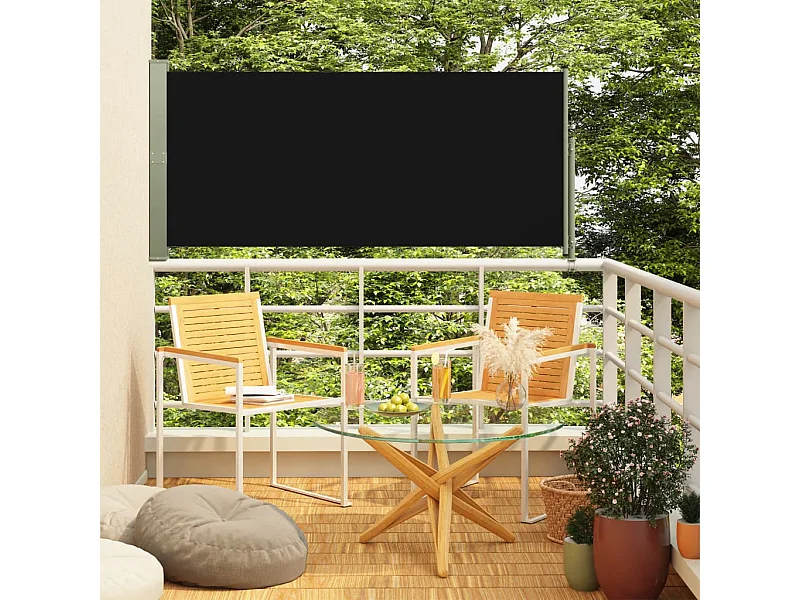 Toldo lateral retráctil de jardín negro 140x300 cm ES81040