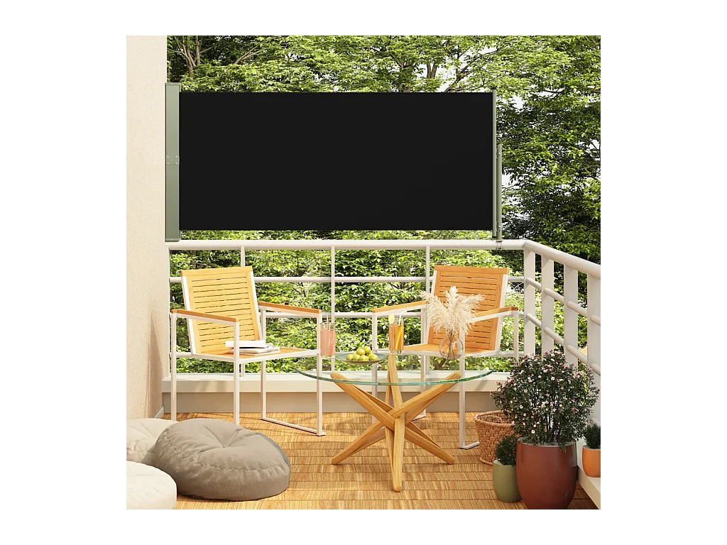 Auvent latéral rétractable de patio 140x300 cm Noir WVGQ4350