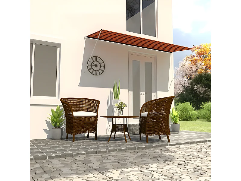 Auvent rétractable 350x150 cm Orange et marron OWV72660