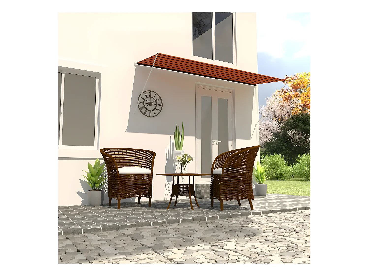 Auvent rétractable 350x150 cm Orange et marron OWV72660