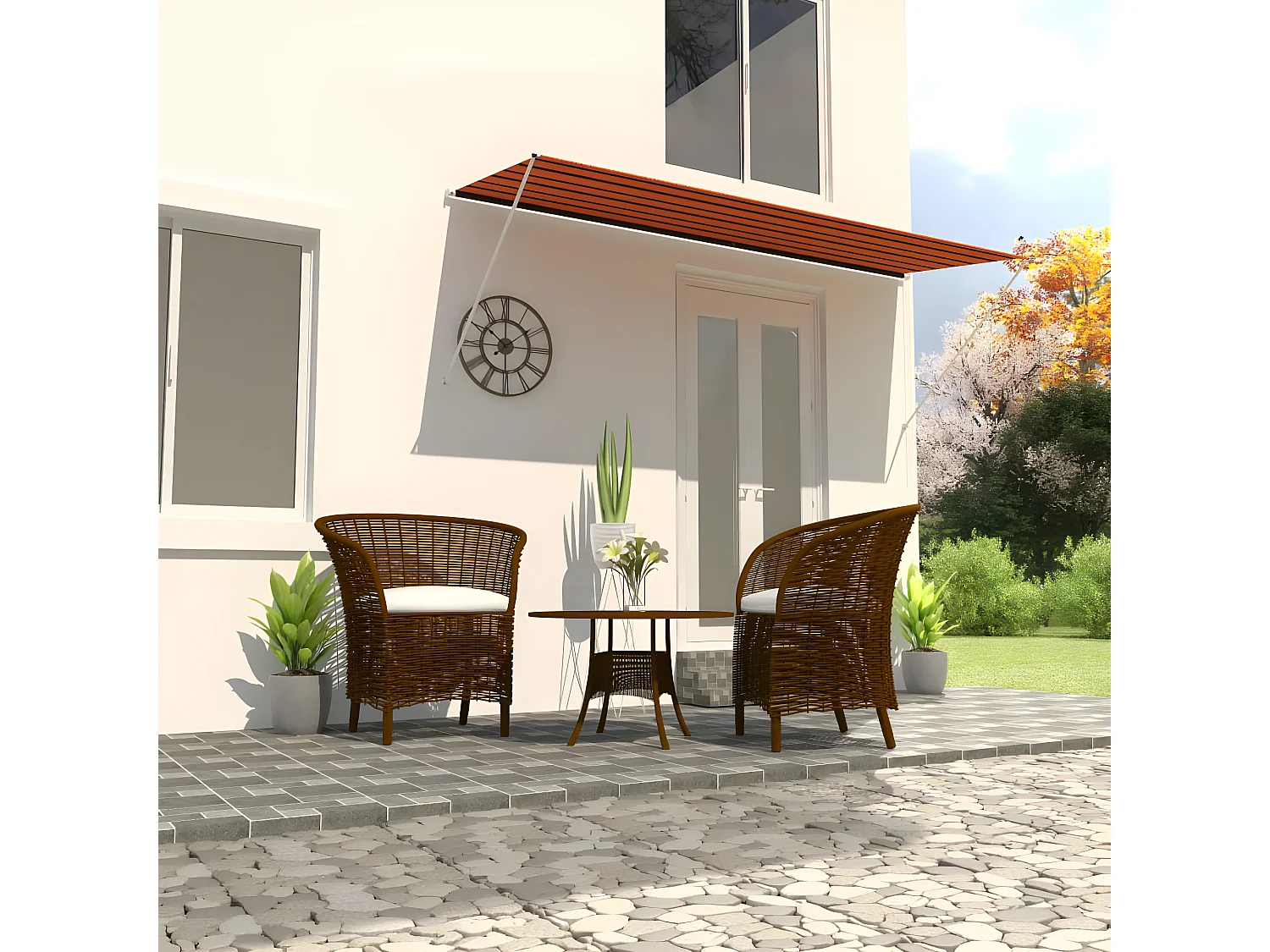 Toldo retráctil naranja y marrón 350x150 cm ES80394