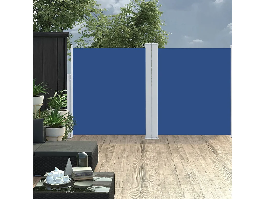 Toldo lateral retráctil azul 140x600 cm ES99568