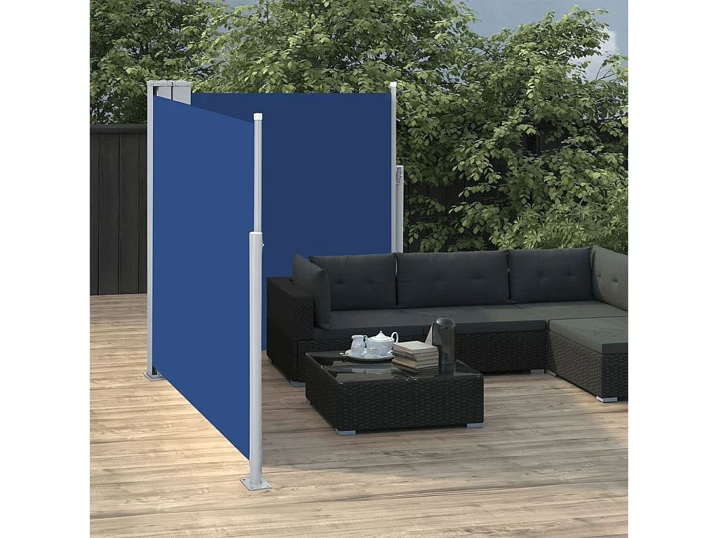 Windscherm uittrekbaar 140x600 cm blauw NL268337