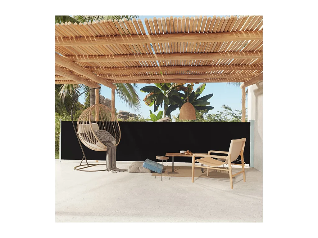 Auvent latéral rétractable de patio 117x600 cm Noir WVGQ1198