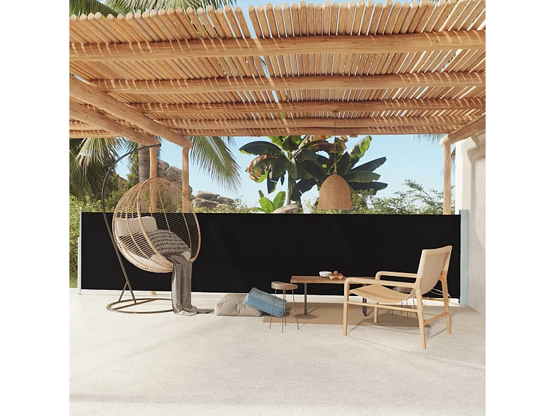 Tuinscherm uittrekbaar 117x600 cm zwart NL771111