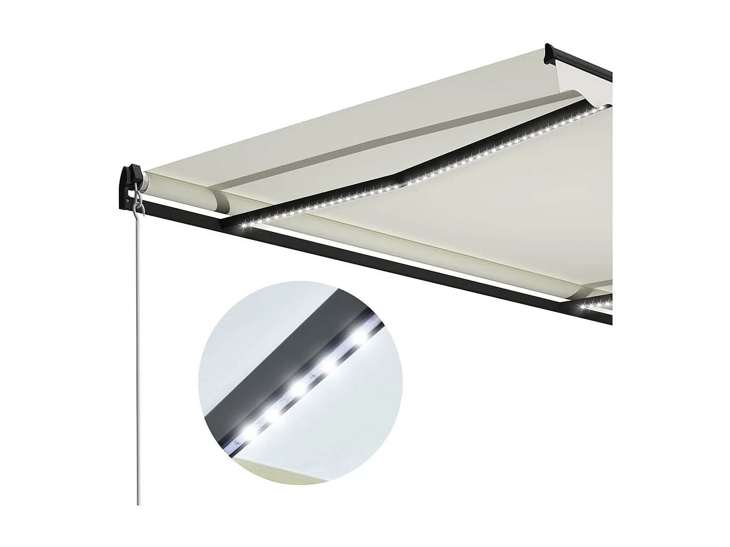 Auvent manuel rétractable avec LED 300x250 cm Crème WVGQ4045