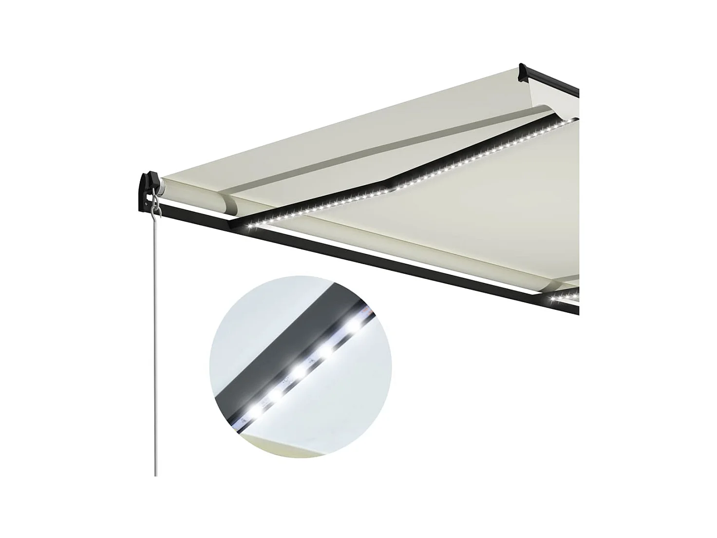 Auvent manuel rétractable avec LED 300x250 cm Crème WVGQ4045