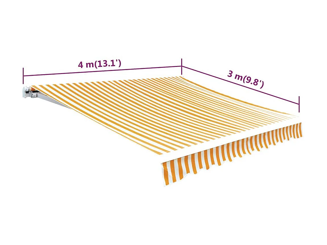 Tissu d'auvent Jaune tournesol/blanc 4 x 3 m (cadre non inclus) WVGQ9263
