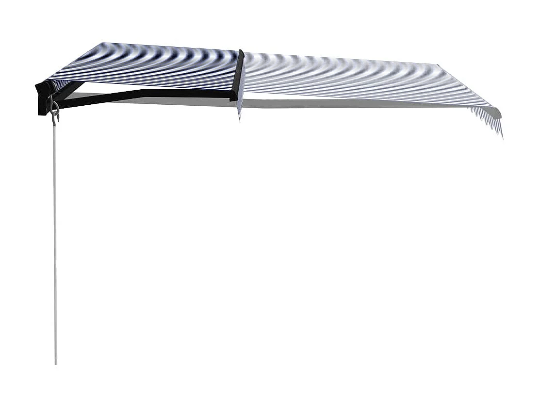 Auvent manuel rétractable avec LED 300x250 cm Bleu et blanc WVGQ2784