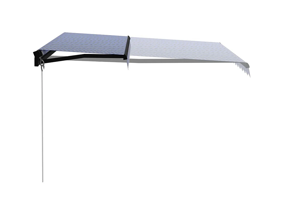 Auvent manuel rétractable avec LED 300x250 cm Bleu et blanc WVGQ2784