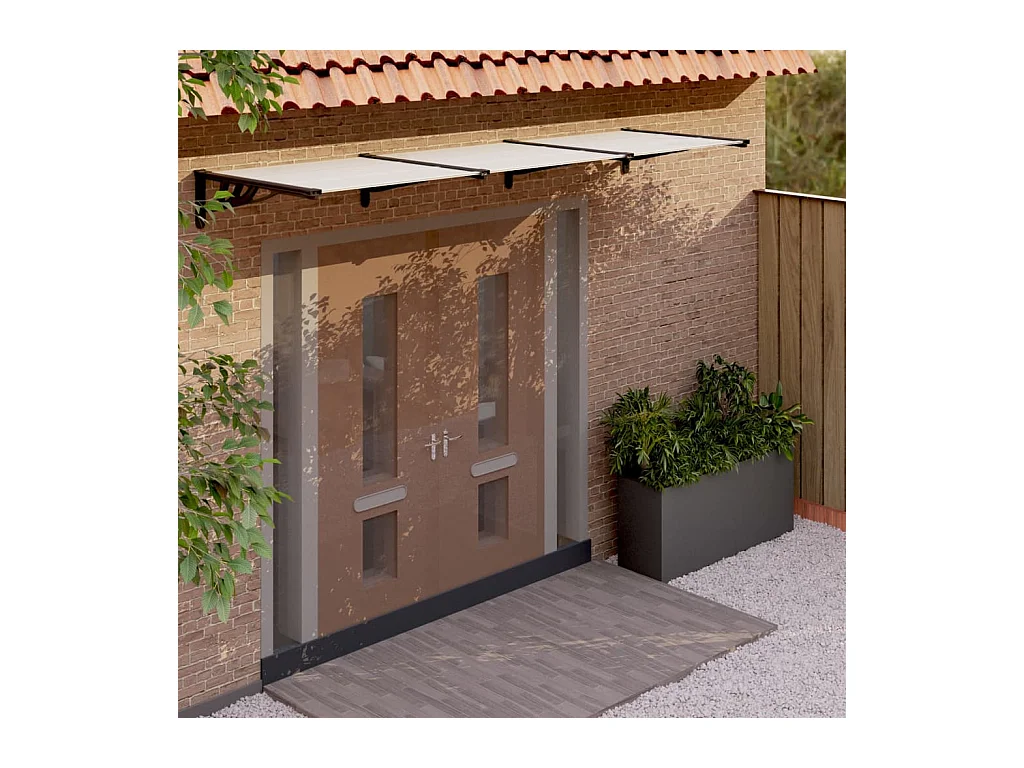 Auvent de porte Noir et transparent 358,5x90 cm Polycarbonate WVGQ5711