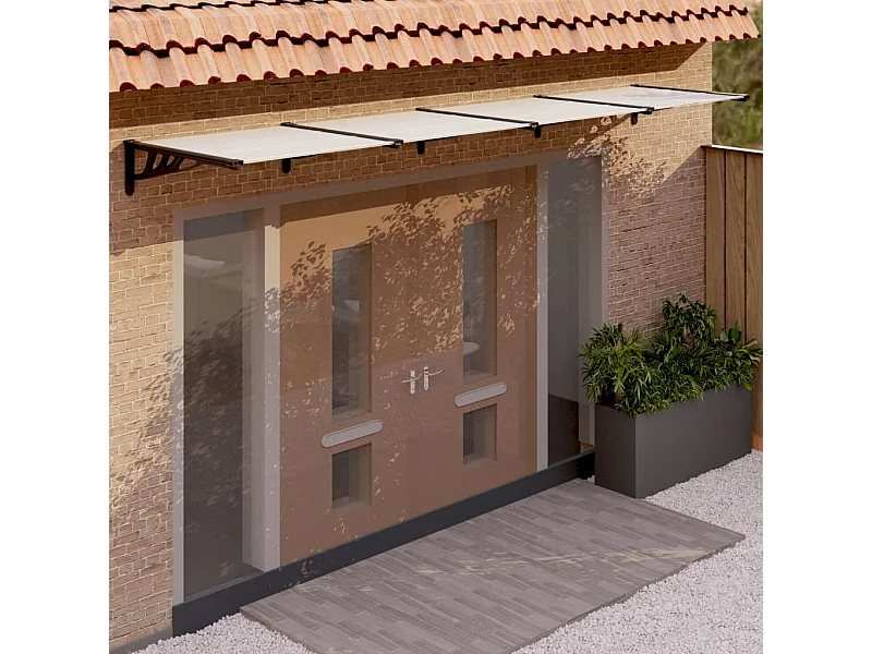 Auvent de porte Noir et transparent 396x90 cm Polycarbonate WVGQ3695