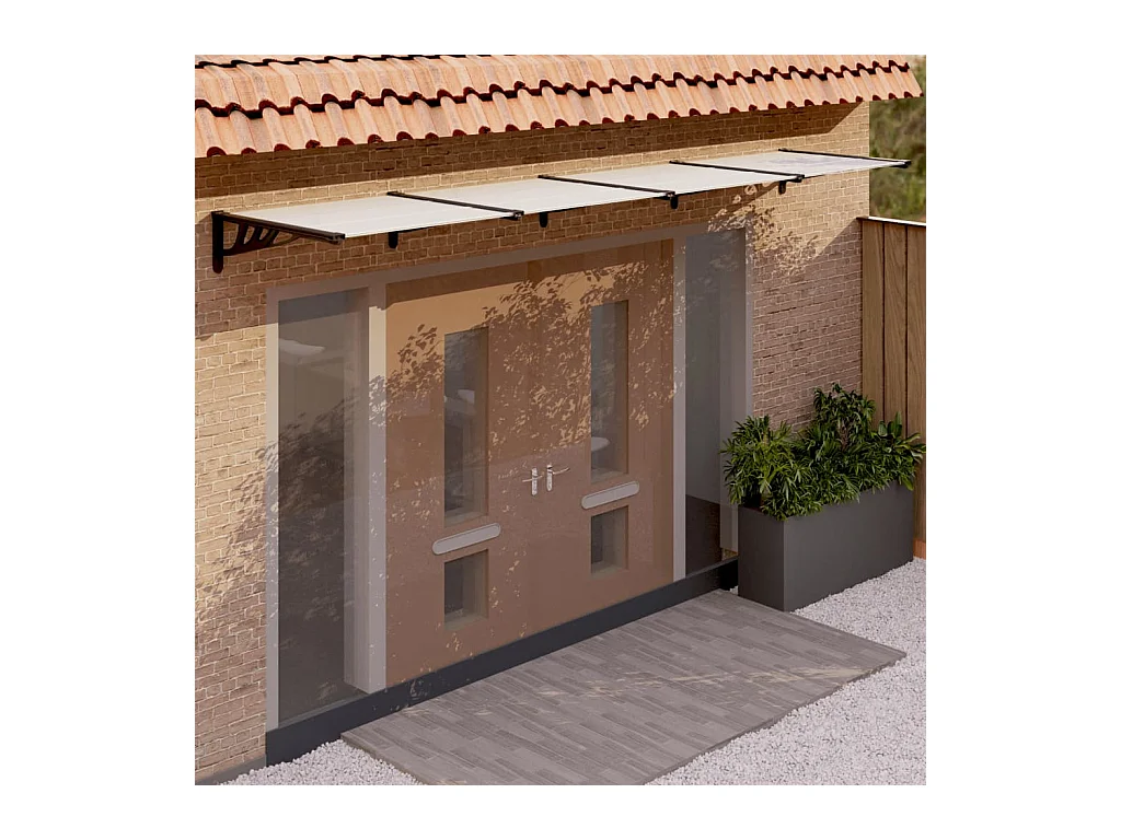 Auvent de porte Noir et transparent 396x90 cm Polycarbonate WVGQ3695