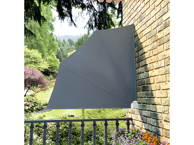 Auvent latéral pliable de balcon Gris 140x140 cm WVGQ4538